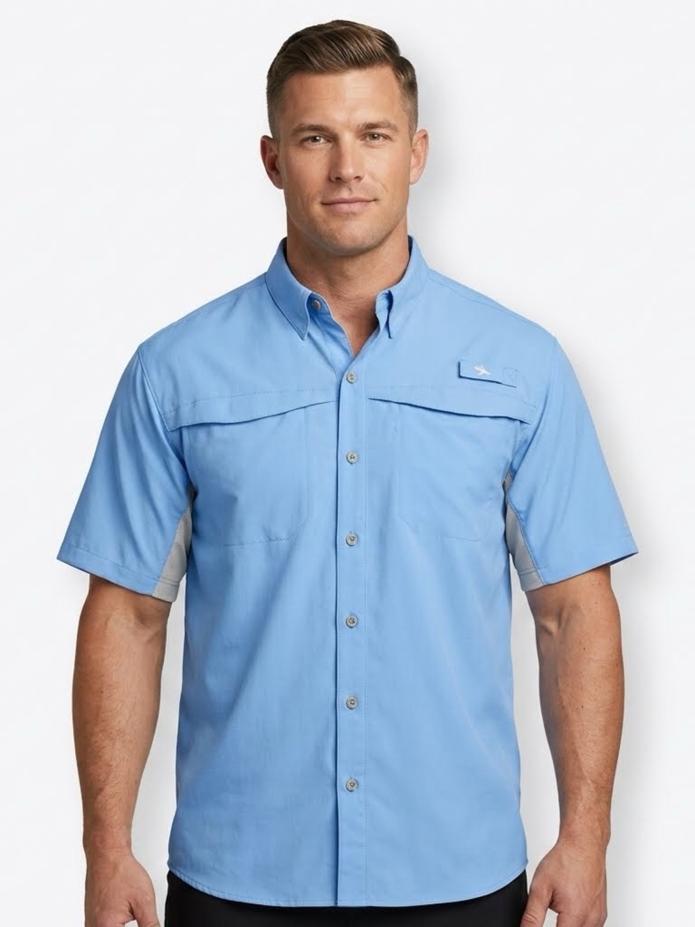 NWT Reel Legends Mariner II Fishing Shirt Mens L Blue Performance Vented SS